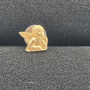 Vintage Gold Tone Collectible Cherub Angel Metal Pinback Lapel Pin Hat Pin
